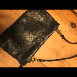 Fossil small black leather crossbody bag